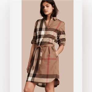 Burberry Dress Signature Check Medi Taupe Brown Dress